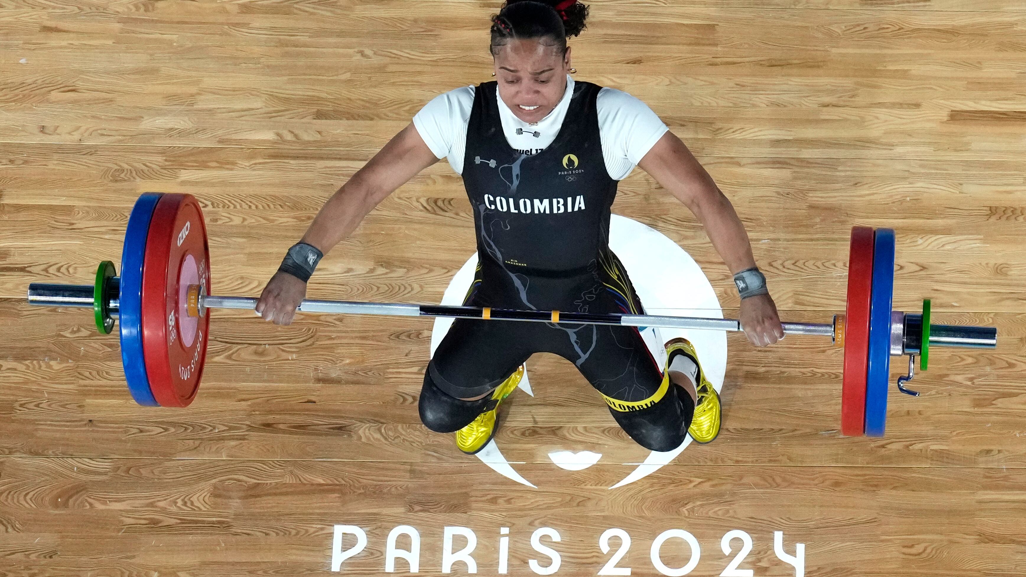 Mari Leivis Sánchez, pesista colombiana que ganó medalla de plata en los Juegos Olímpicos de París 2024.