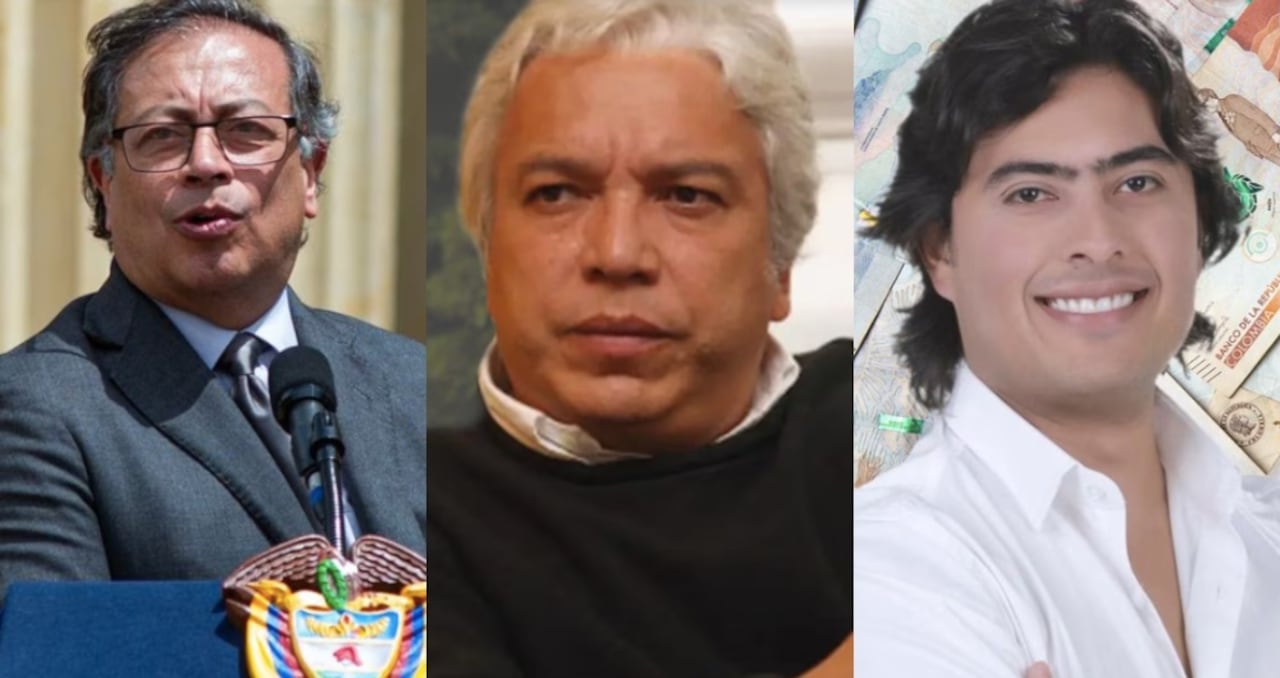 De izquierda a derecha: El presidente Gustavo Petro, Carlos Alonso Lucio y Nicolás Petro.