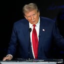 Republican presidential nominee former President Donald Trump speaks during a presidential debate with Democratic presidential nominee Vice President Kamala Harris at the National Constitution Center, Tuesday, Sept.10, 2024, in Philadelphia. (AP Photo/Alex Brandon)