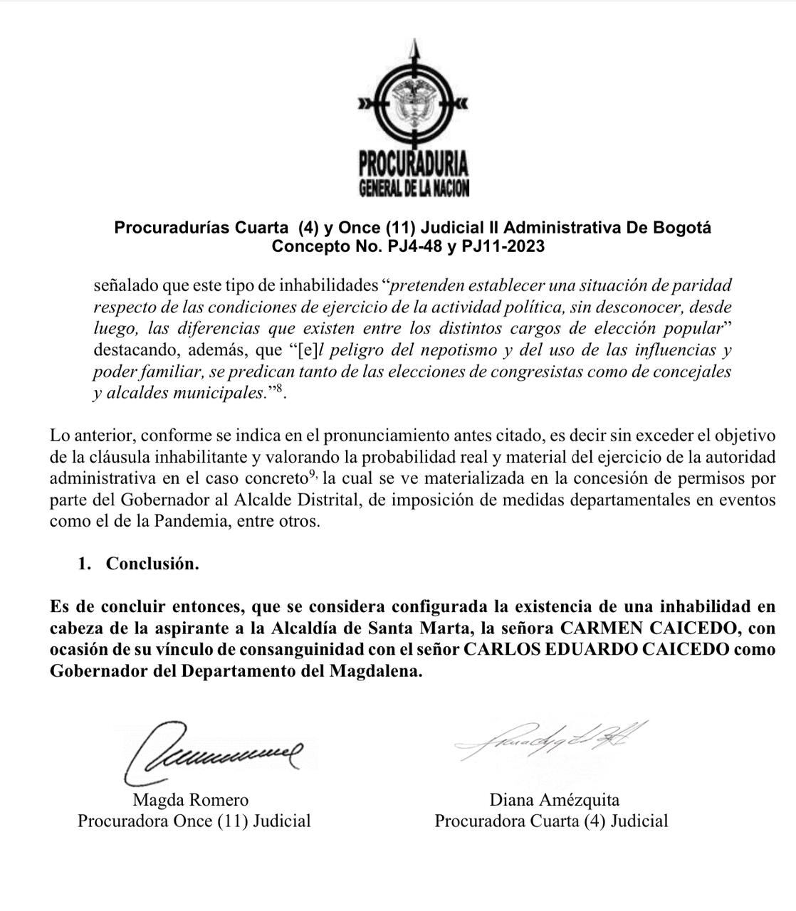 Apartes del concepto de la Procuraduría al CNE.