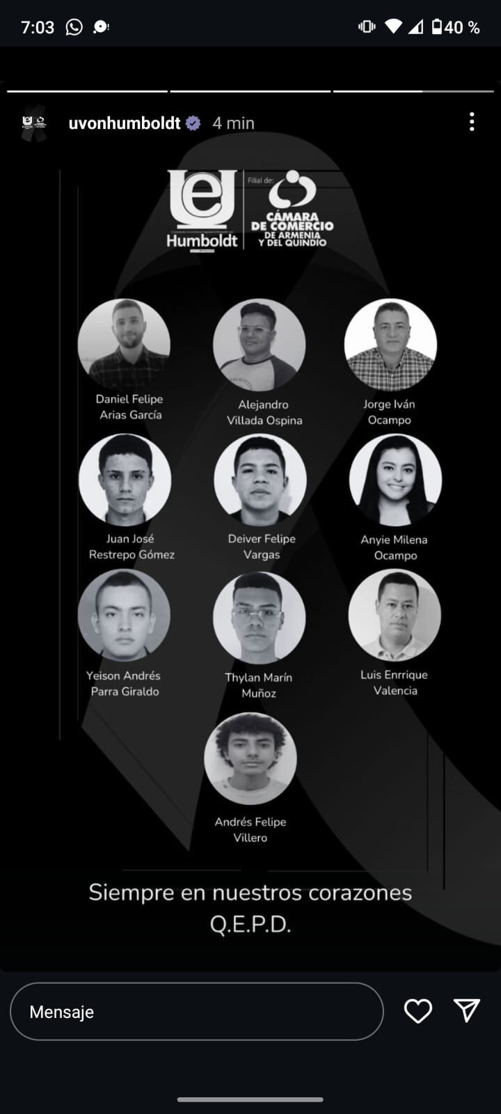 Universidad Von Humboldt de Armenia se pronunció frente a accidente en el que se vieron involucrados varios de sus estudiantes.