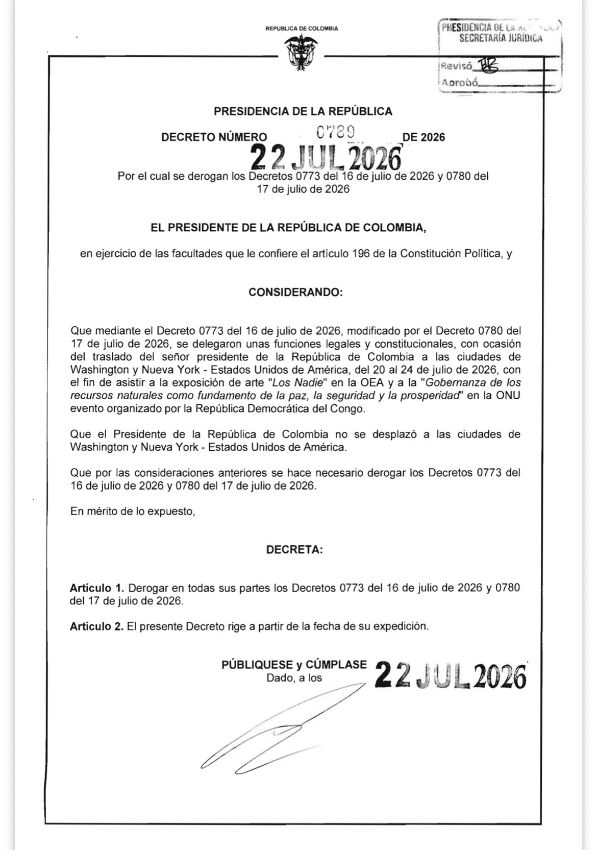 Decreto Casa de Nariño