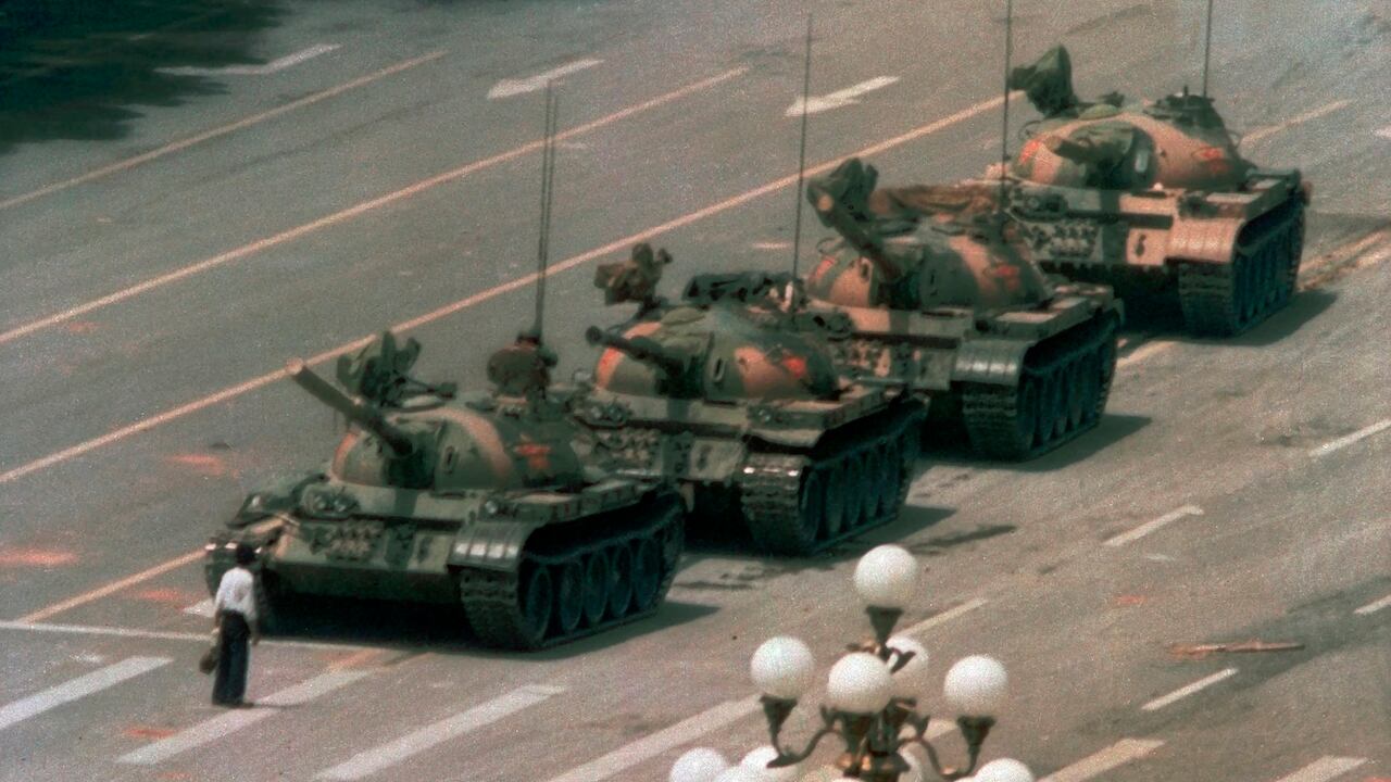 La famosa foto "Tank Man", tomada el 5 de junio de 1989.