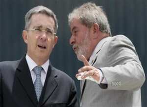 Álvaro Uribe, presidente de Colombia, Luis I. Lula, presidente de Brasil