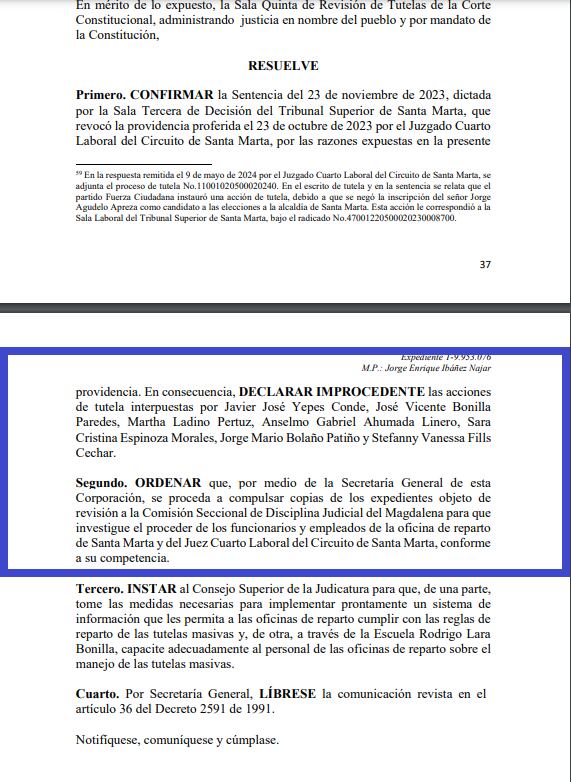 Corte Constitucional rechaza tutela de Jorge Luis Agudelo.