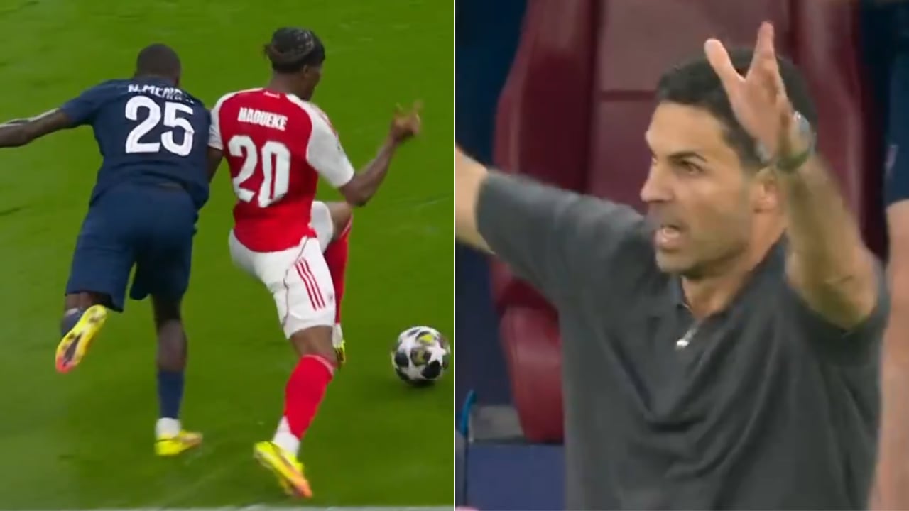 Noni Madueke fue quien cayó en el área del PSG. Mikel Arteta enloqueció por la decisión del árbitro