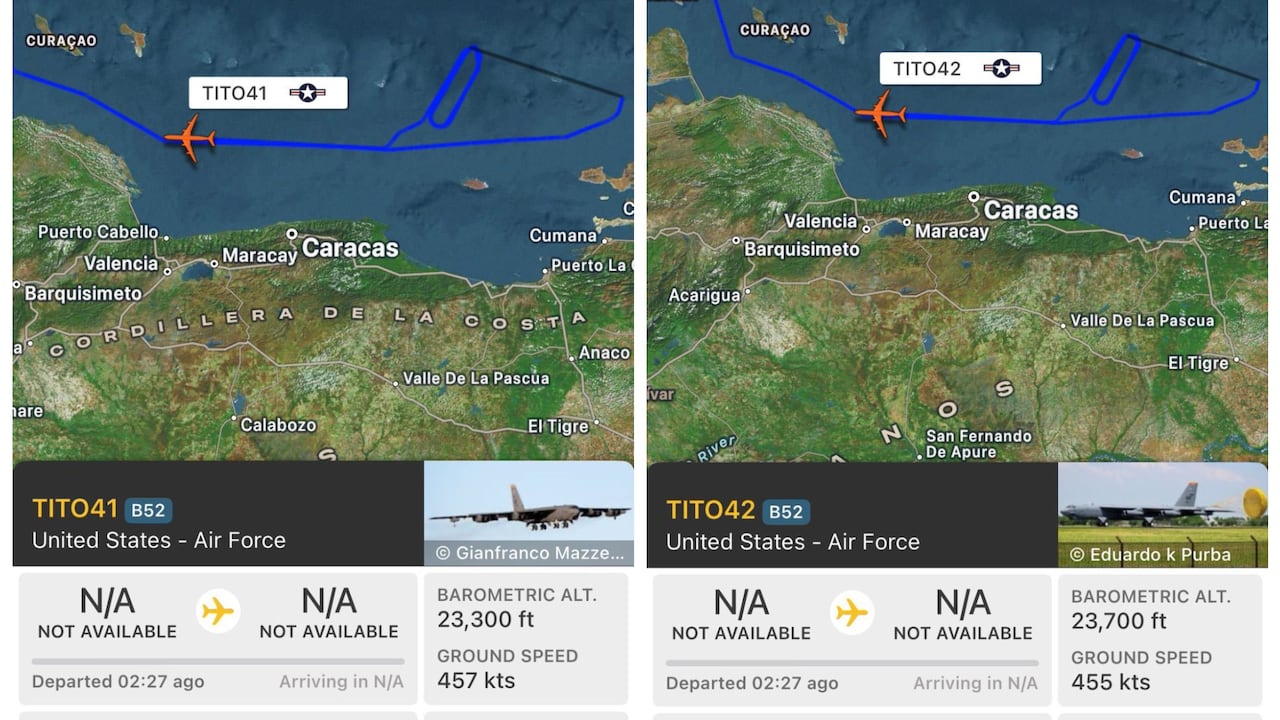 Informes revelan sobrevuelo de aviones estadounidenses cerca a Venezuela.