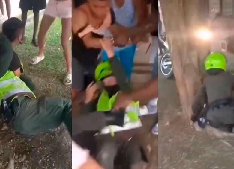 Algunas escenas del ataque contra dos policías en Cali  que estaban realizando un registro.