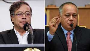 El presidente de Colombia, Gustavo Petro (izquierda) y el primer vicepresidente del oficialista Partido Socialista Unido (PSUV), Diosdado Cabello (derecha).