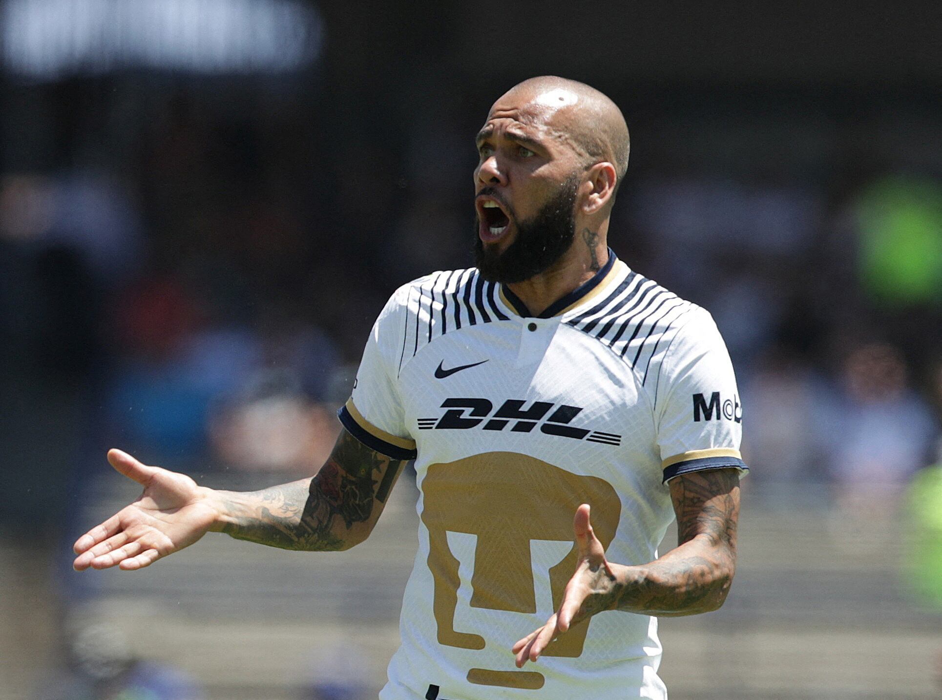 FILE PHOTO: Soccer Football - Liga MX - Pumas UNAM v Monterrey - Estadio Olimpico, Mexico City, Mexico - July 31, 2022 Pumas UNAM's Dani Alves REUTERS/Henry Romero/File Photo