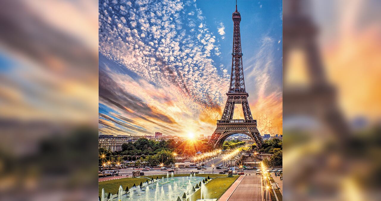Una caminata al atardecer por los Jardines de Trocadero, frente a la Torre Eiffel.