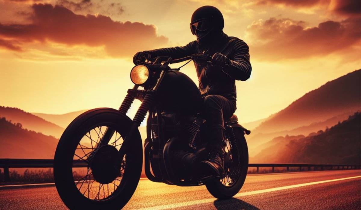 Ilustración de un motociclista rodando por la vía.