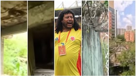 Así luce en Medellín, en 2026, la mansión que René Higuita (en el centro de la imagen) adquirió en la década de los 90 y que la justicia le retiró tras argumentar procedencia de dineros del narcotráfico