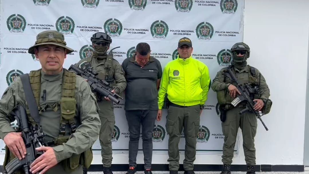 John Fredy Gallo Bedoya, alias Pájaro, fue capturado este jueves en un complejo operativo adelantado por la Policía.
