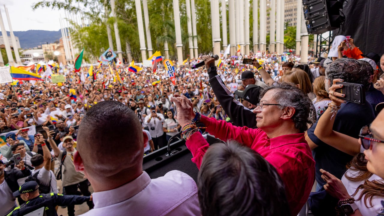 El presidente Gustavo Petro durante un evento en Medellín, en el marco de la conmemoración del Día del Trabajo.