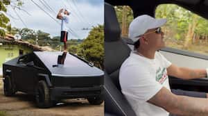 Hombre a bordo de una Cybertruck en Antioquia.