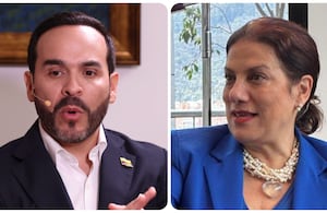 El presidente de la Republica, Abelardo De La Espriella, y la ministra de las TIC, Alexandra Falla.
