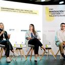 De izquierda a derecha, Ricardo Pineda, CEO de Hackers de Talento; Helga Wobst, country manager de Betterfly Colombia; Kelly Martínez, vicepresidenta de Talento Humano de Lulo Bank; y Julián Melo, CEO y cofundador de Ubits.