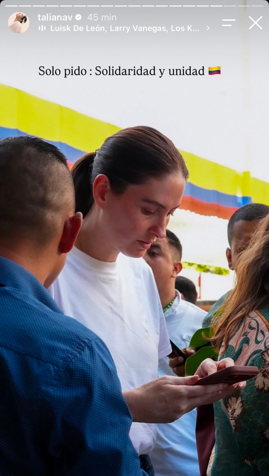 Taliana Vargas envía mensaje en medio de la emergencia que vive Colombia.