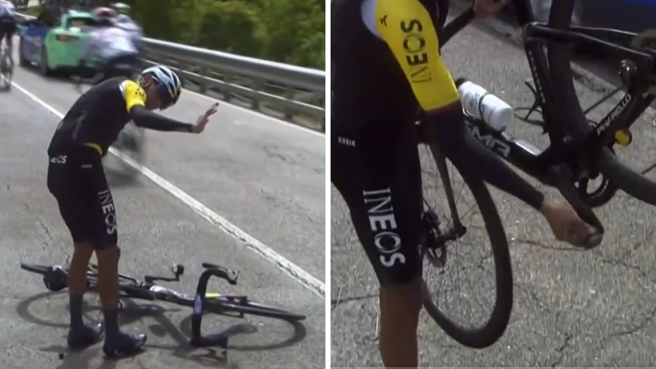 Caída de Egan Bernal en la etapa reina del Giro de Italia 2025.