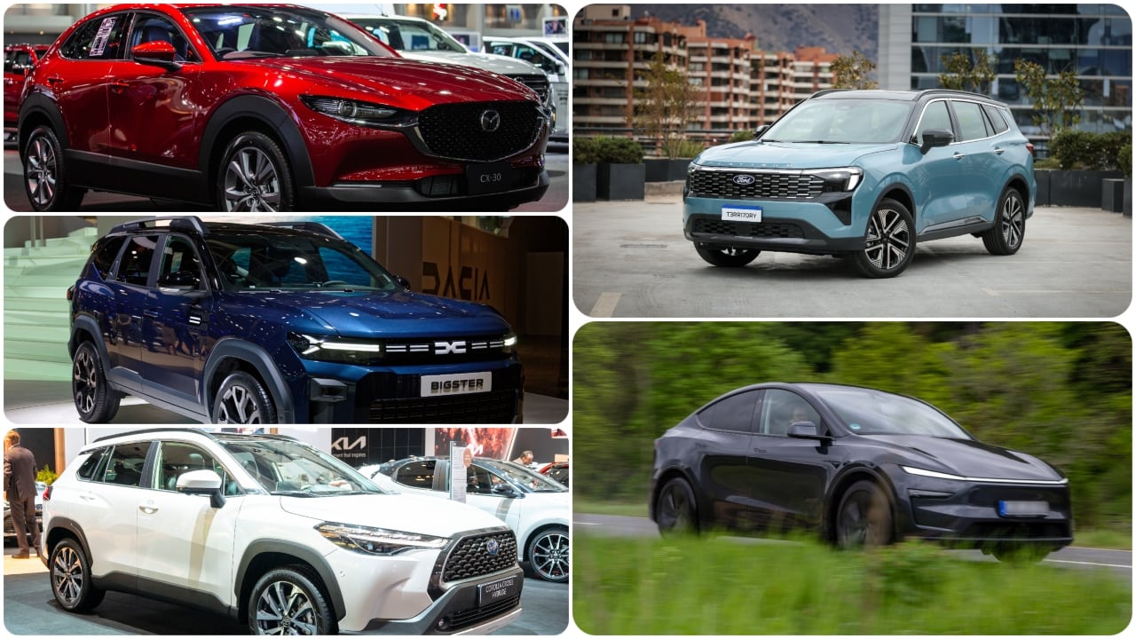 1: Mazda CX-30 2: Renault Duster 3: Toyota Corolla Cross 4: Ford Territory 5: Tesla Model - orden aleatorio