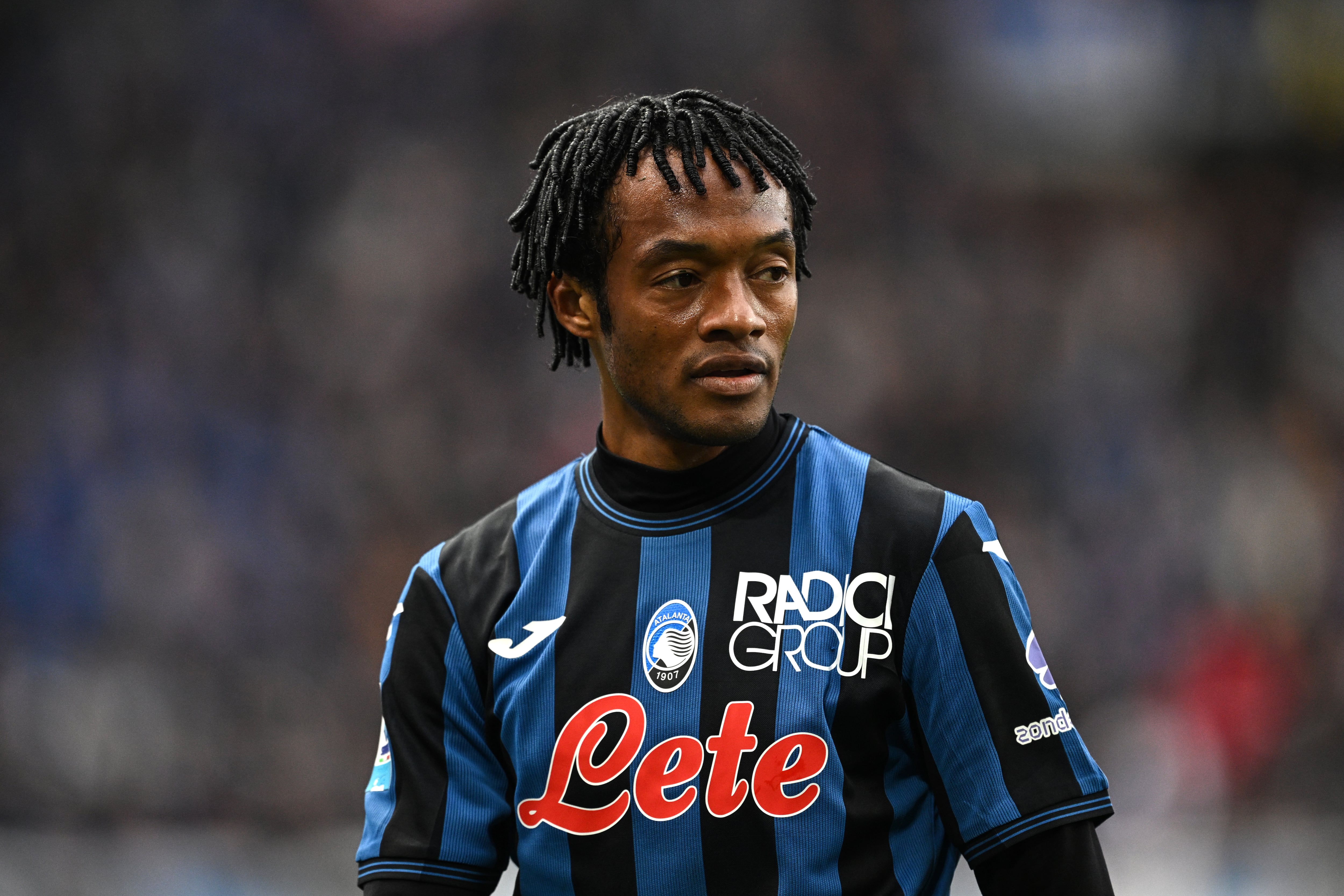 BERGAMO, ITALY - APRIL 06: Juan Cuadrado of Atalanta looks during the Serie A match between Atalanta and Lazio at Gewiss Stadium on April 06, 2025 in Bergamo, Italy. (Photo by Image Photo Agency/Getty Images)