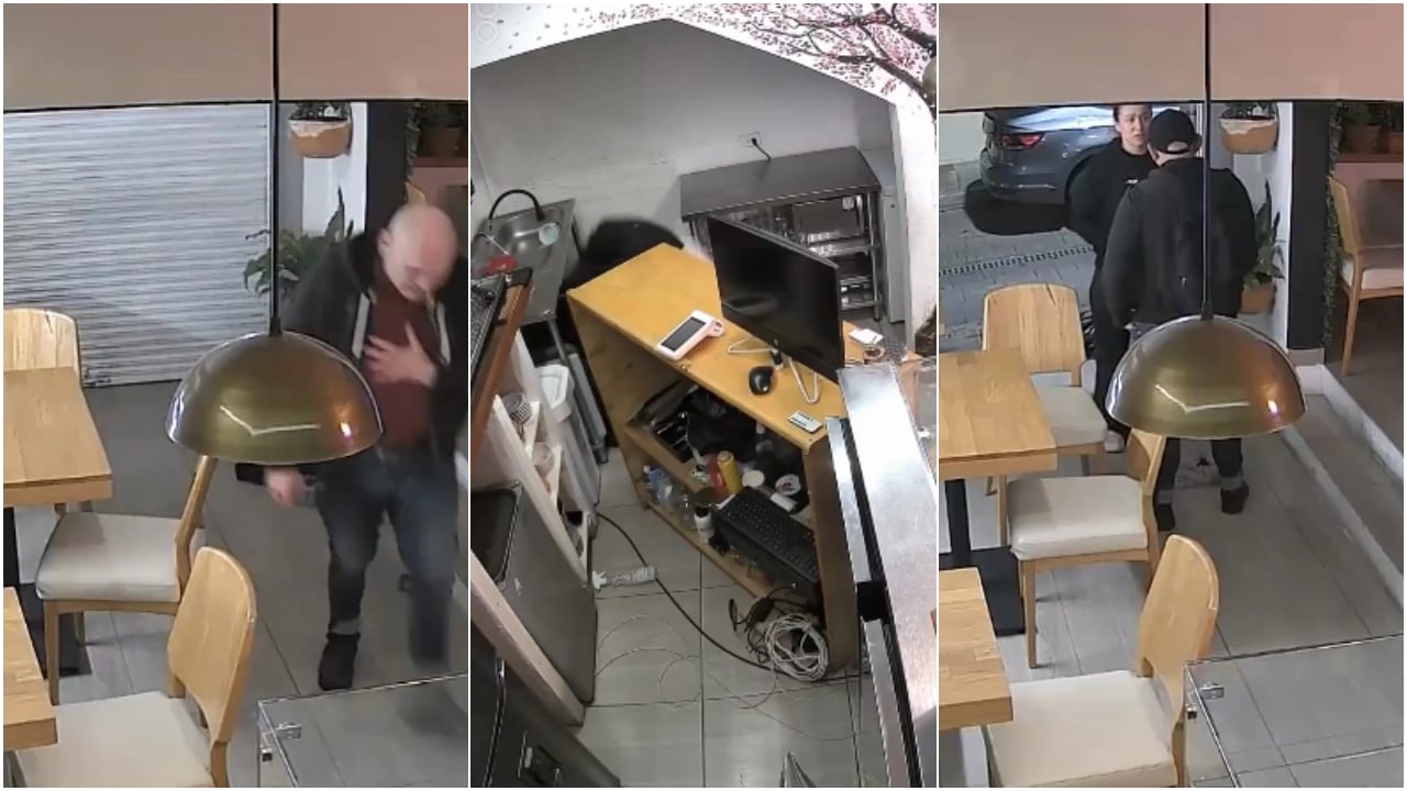 María Quevedo, dueña de la pastelería Rü Patisserie, en Usaquén, cuando fue agredida por Jesús Acosta, el empleado que le pegó.