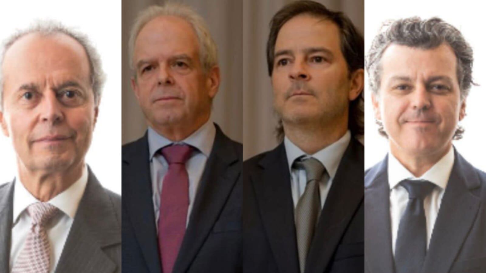 1. Jaime Alberto Palacio Botero (Junta de Nutresa) 2. Luis Javier Zuluaga Palacio (Junta Sura) 3. Sebastián Orejuela Martínez (Junta Sura) 4. Juan Constantino Martínez (Junta Nutresa) - Foto: Fotos: Cortesía Grupo Sura y Nutresa Collage: SEMANA