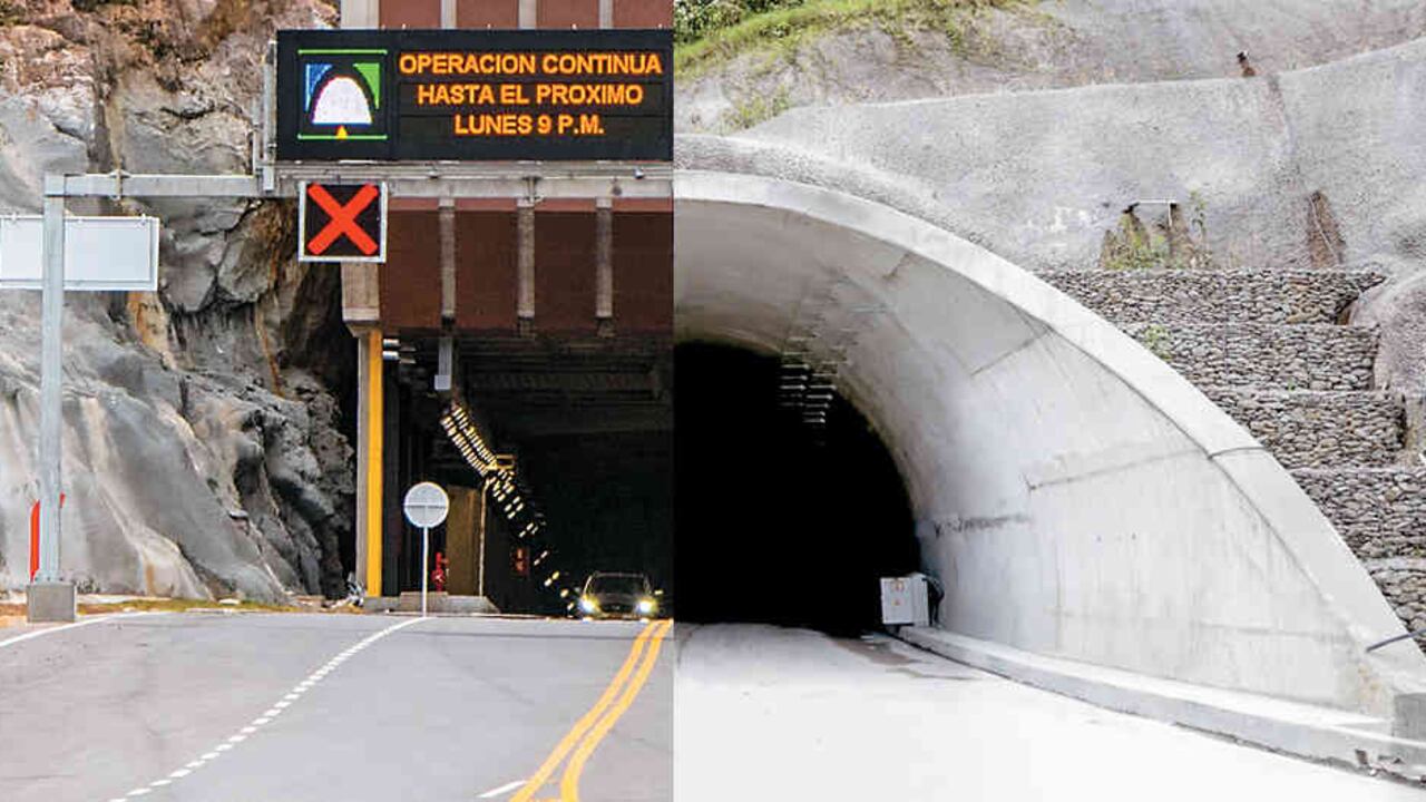 Foto 1. El Túnel de Oriente entró en operación el 14 de agosto de 2019. / Foto 2. De acuerdo con lo proyectado por el gobierno nacional, el inicio de operación del Túnel de la Línea será en 2020.