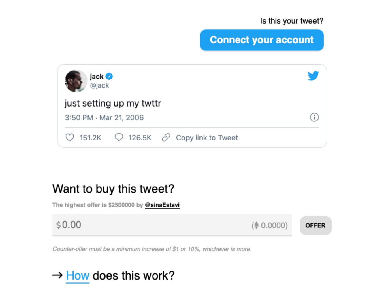 Subasta tweet Jack Dorsey