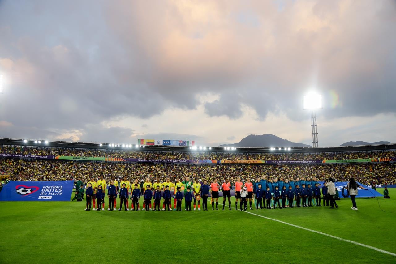Bogotá. Agosto 31 de 2024. Colombia enfrenta a Australia, por la fecha 01 del Mundial femenino Sub 20 2024, en el estadio Nemesio Camacho El Campín. (Colprensa - Lina Gasca)