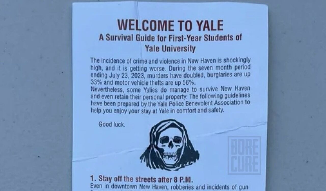 Así se ve el panfleto repartido por el sindicato de la policía de la Universidad de Yale