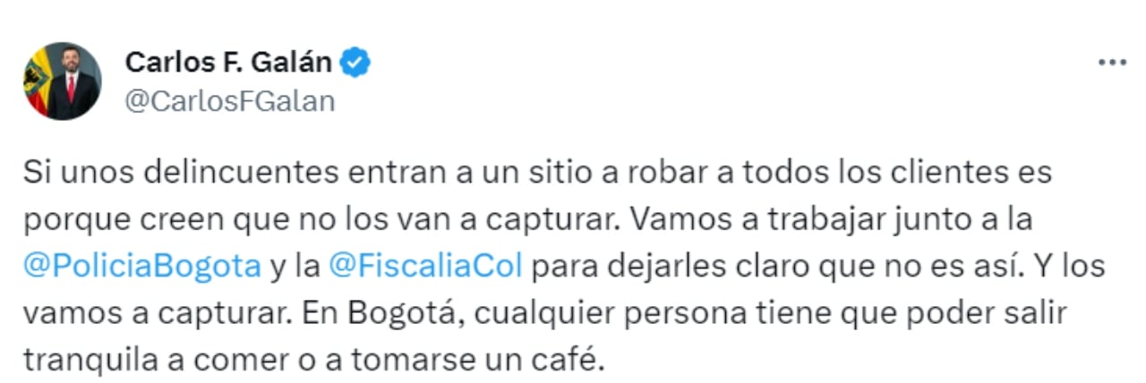 El alcalde escribió el mensaje a través de su cuenta de X.
