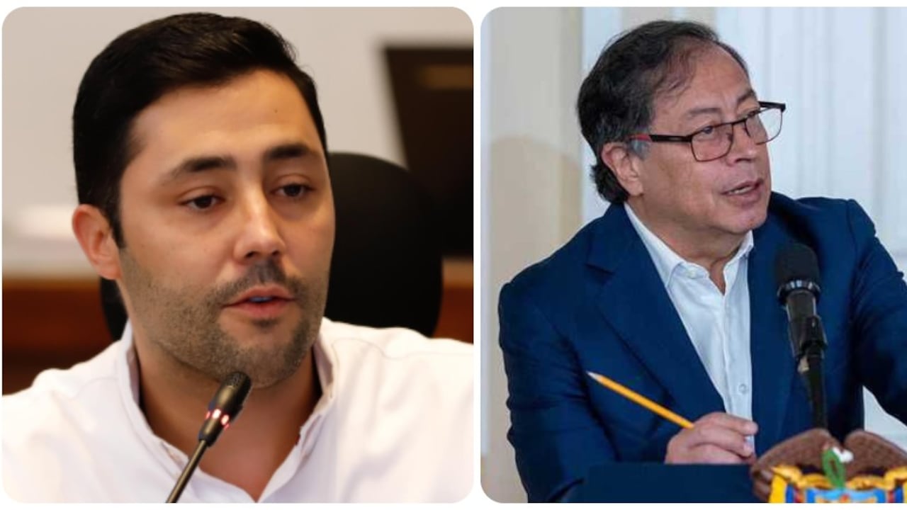 El concejal Sebastián López y el presidente Gustavo Petro.