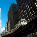 train on elevated railroad in Chicago