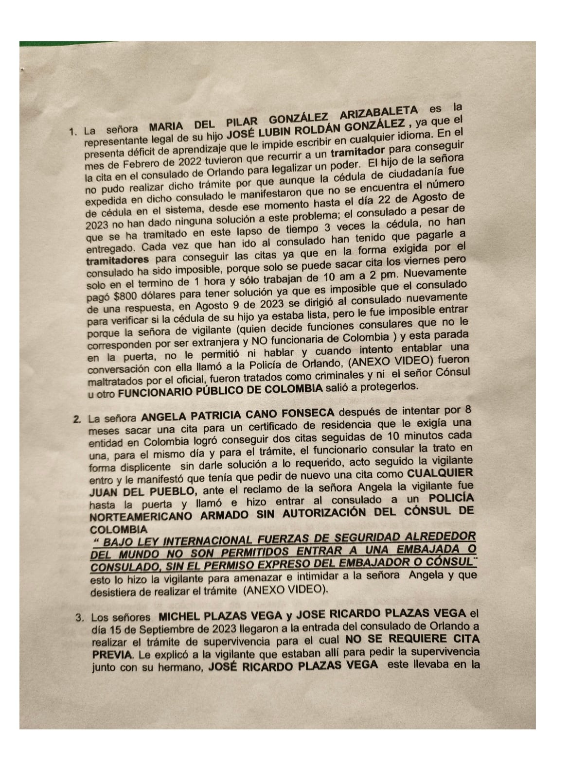 Queja Procuraduría consulado de Orlando