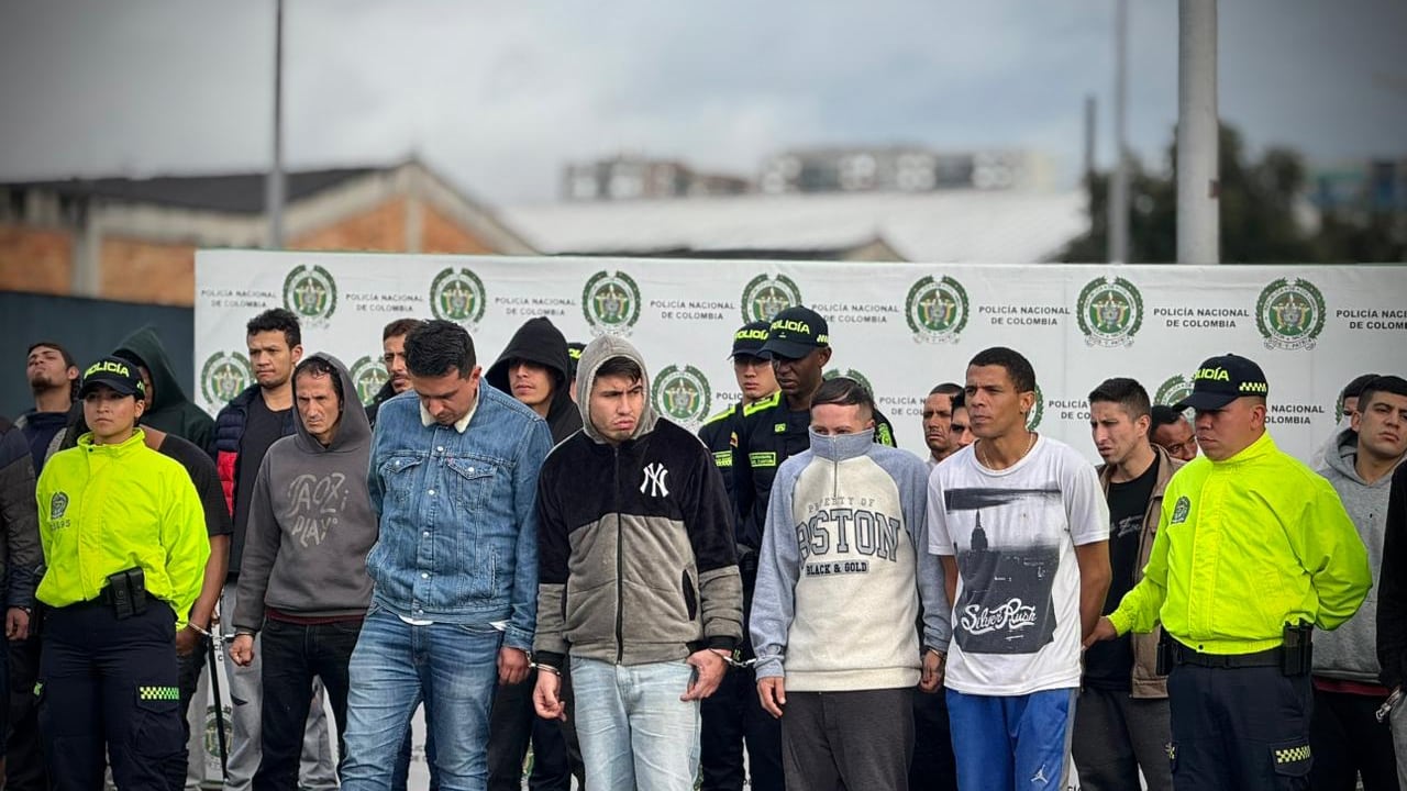 Algunos de los capturados en Bogotá.