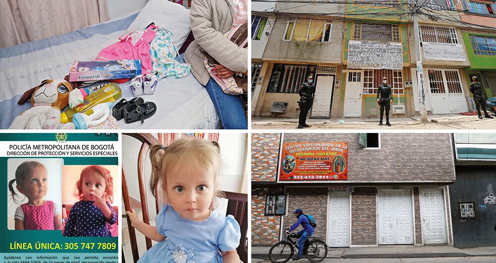    Esta es la ropita de Sara y algunos de sus juguetes, en la casa de su tía Xiomara, donde la niña vivía por cuenta de los maltratos de su madre. En la vivienda de arriba fue capturado Nilson Díaz. En ese lugar habría fallecido Sara. En la foto de abajo, el pagadiario donde dormía Carolina y fue capturada. Al lado, el cartel usado por la Policía para encontrar a la niña.