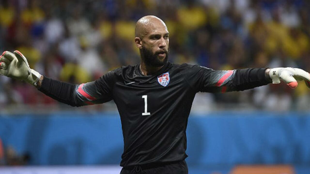 El estadounidense Tim Howard, que ayer entró en la historia al convertirse en el arquero con más paradas en los Mundiales. Foto: AFP.