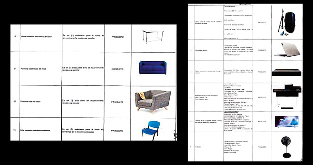     La denuncia, que ya es una investigación de la Fiscalía, documenta los valores en el mercado de cada uno de los equipos y el mobiliario, haciendo visibles los sobrecostos. 