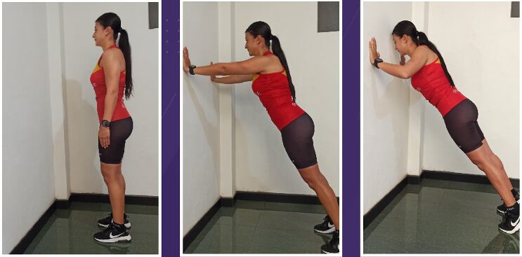 ejercicio para las piernas flexión flexiones de pared