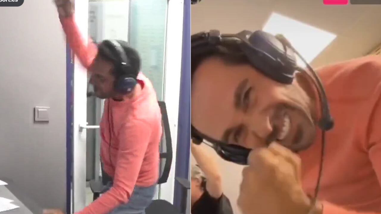 La celebración de Alberto Contador después que su equipo, el Eolo Kometa ganará la etapa 7.