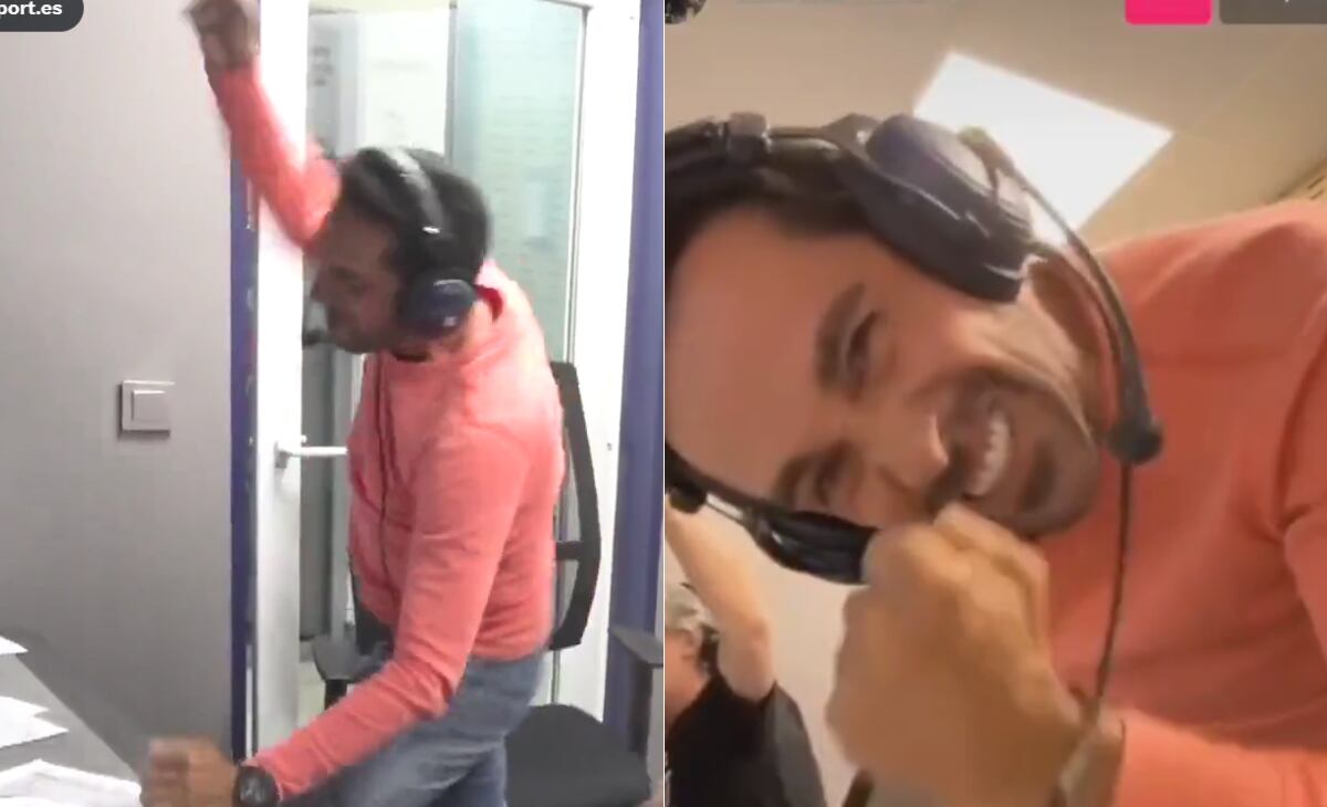 La celebración de Alberto Contador después que su equipo, el Eolo Kometa ganará la etapa 7.