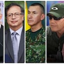 Crece el escándalo al interior del Ejército. En la imagen el general Jhon Rojas, el ministro Iván Velásquez, el presidente Gustavo Petro, el comandante del Ejército, Luis Mauricio Ospina, y Leonardo Colmenares, conocido como el Teacher.