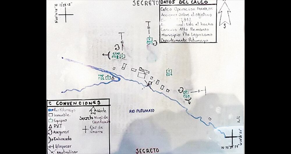 Los militares han elaborado mapas explicando cómo se realizó el operativo y señalan que iban por un objetivo legítimo: alias Bruno.