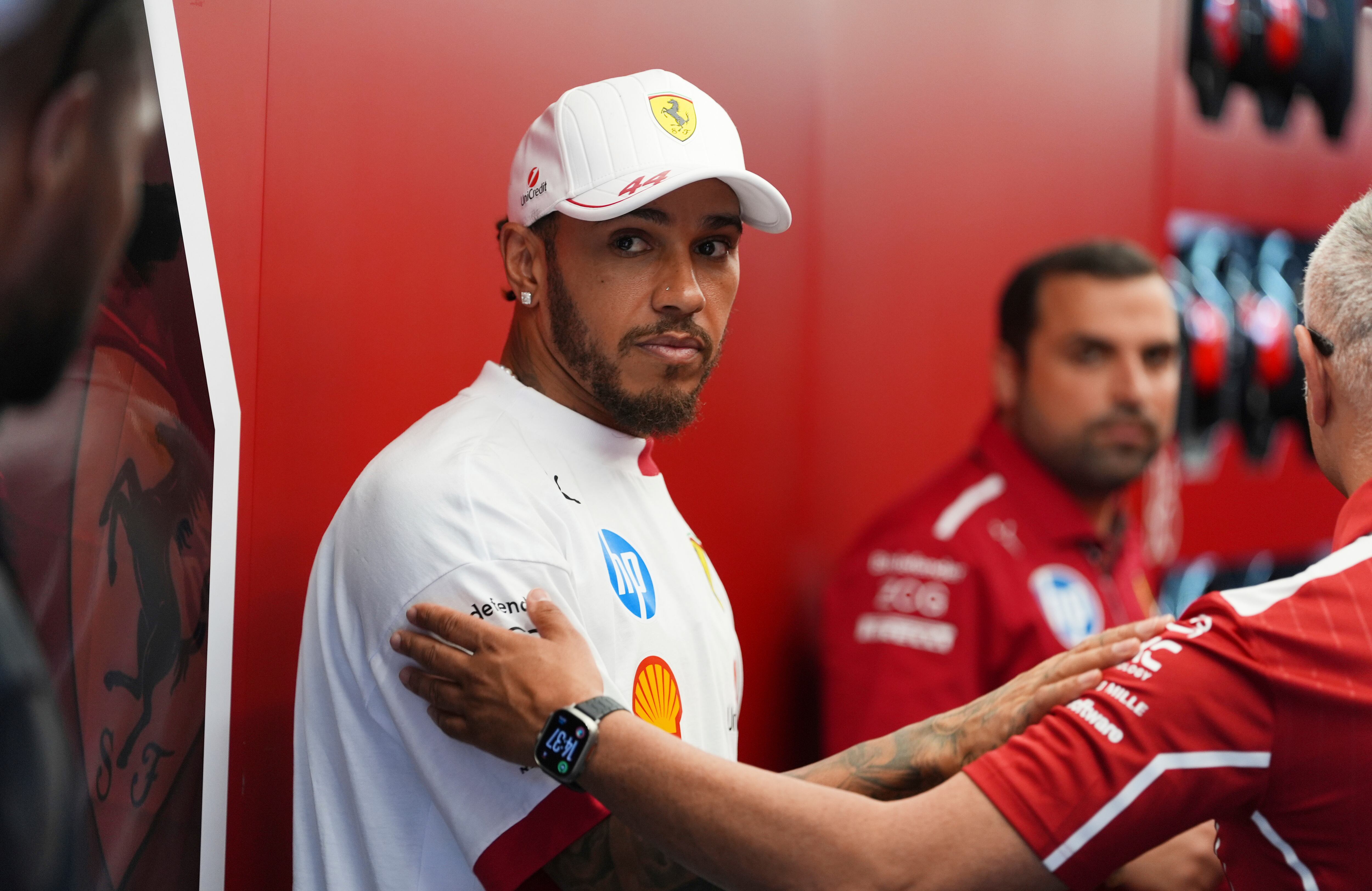 Ferrari driver Lewis Hamilton of Britain prepares to compete before the Formula One Miami Grand Prix auto race Sunday, May 4, 2025, in Miami Gardens. Fla. (AP Photo/Rebecca Blackwell)