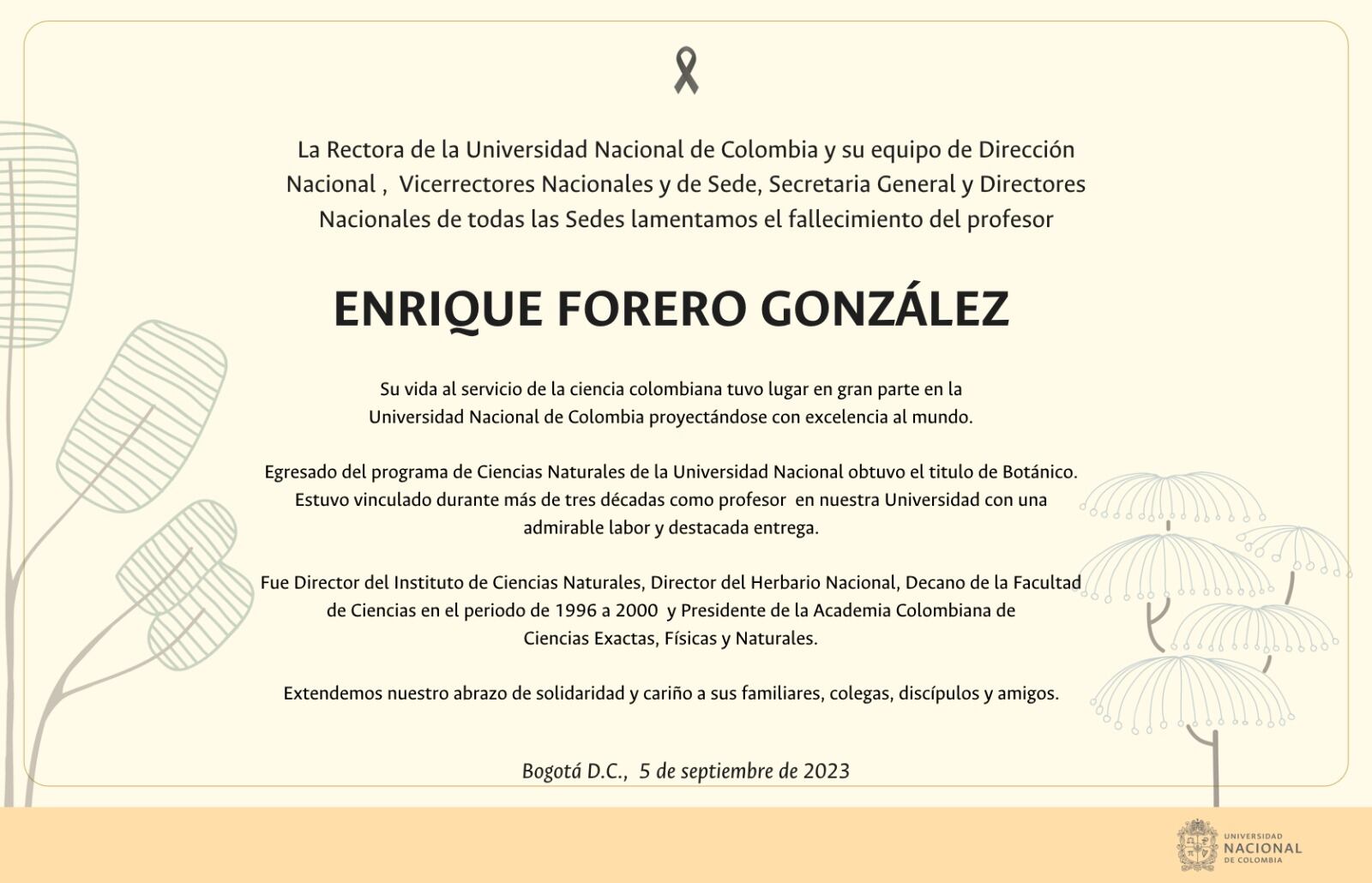 Murió el botánico colombiano Enrique Forero.