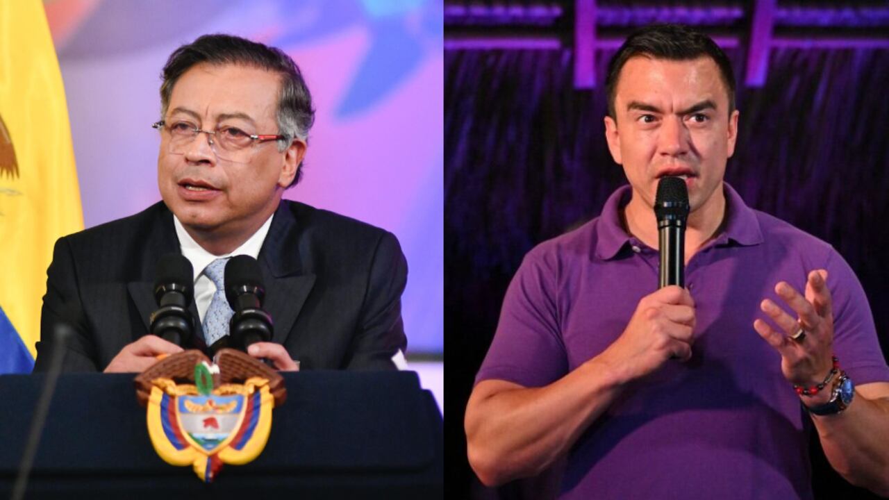 Daniel Noboa, presidente de Ecuador, y el presidente de Colombia, Gustavo Petro.