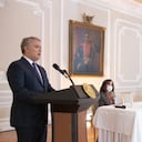 Iván Duque en el evento en el que expuso los logros de su política de Paz con Legalidad en la Casa de Nariño.