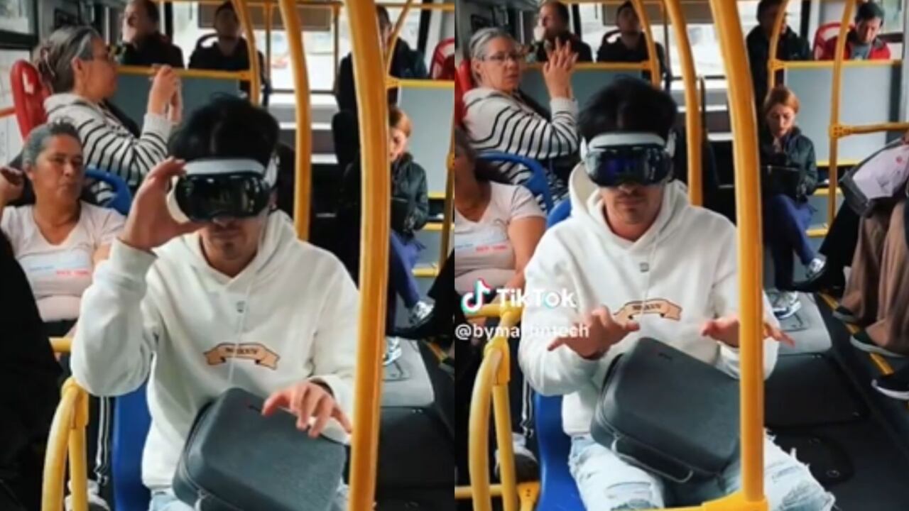 Hombre se atrevió a montarse a TransMilenio con las Apple Vision Pro
Foto: captura de pantalla X @oscarpel